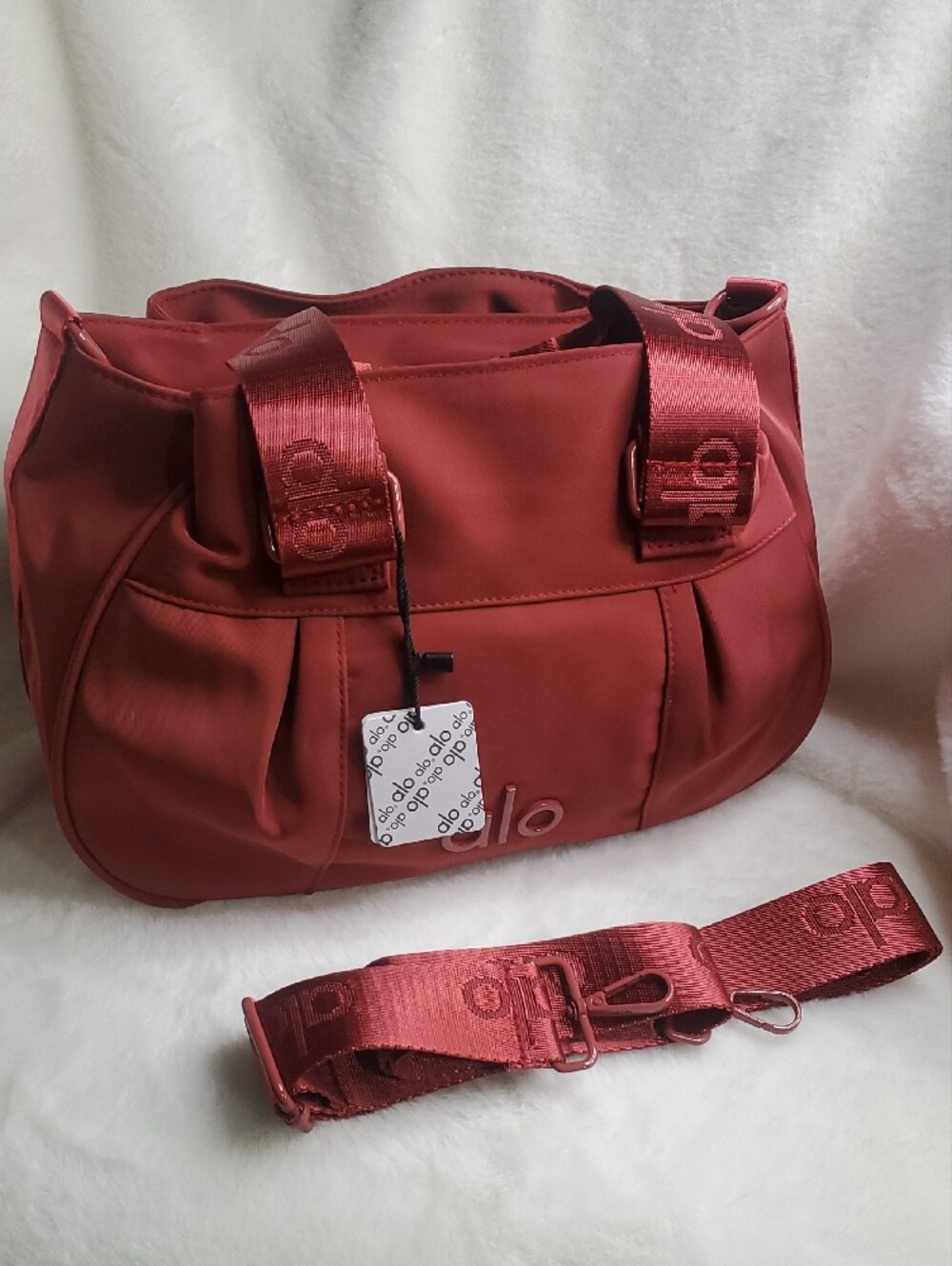 ALO Yoga Red Shoulder Bag with Detachable Branded Strap